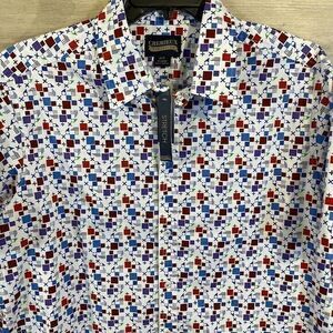 Cremieux Shirt Mens‎ Sz 2XT Stretch Geometric Colorful Lightweight Button Up NEW